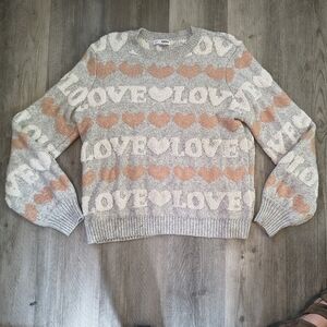 Sonoma Love Pattern Sweater - Gray and Orange